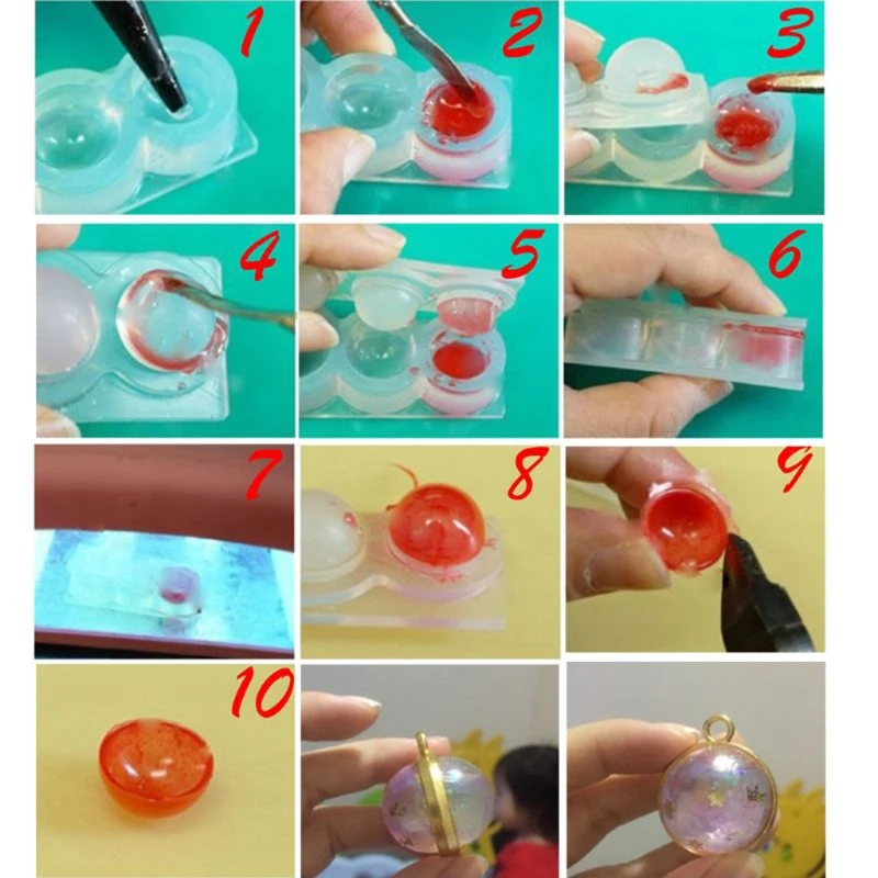 

4Pcs Resin Geometric Ball Pendant Molds Hollow Quicksand Sphere Mold 3D Hollow Round Ball Molds Kit Jewelry Making Tools