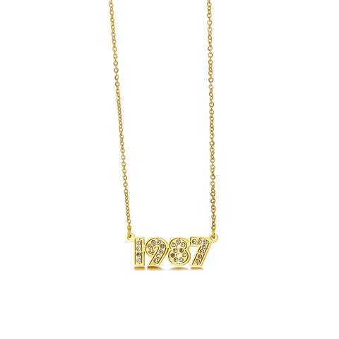 Цепочка из нержавеющей стали для мужчин и женщин, индивидуальное ожерелье с цифрами на заказ, подвеска-стразы, подарок на день рождения, от 1970 до 2000