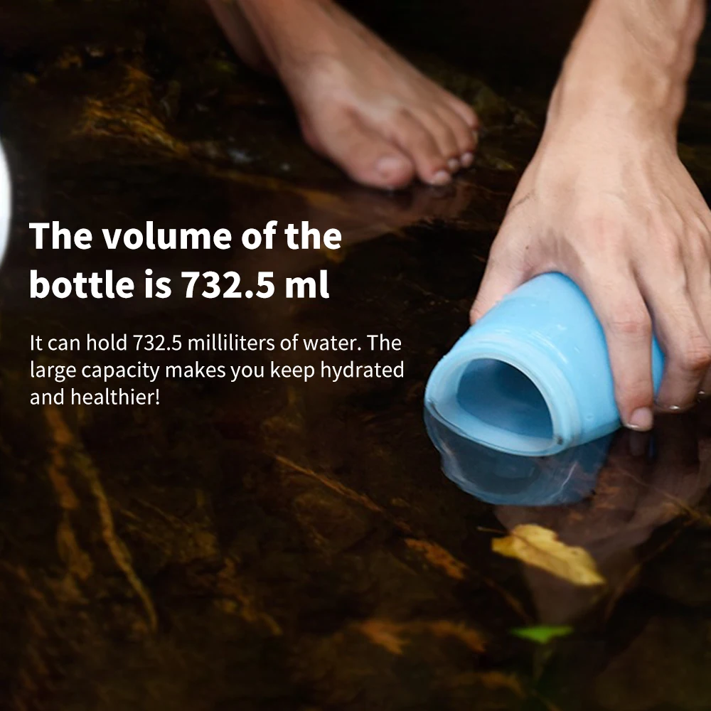 

Camping Solar Rechargeable Luminous Cup Water Cup Blue Water Cup Creative Solar Silicone Cup Mountaineering Kettle Luminous Cup