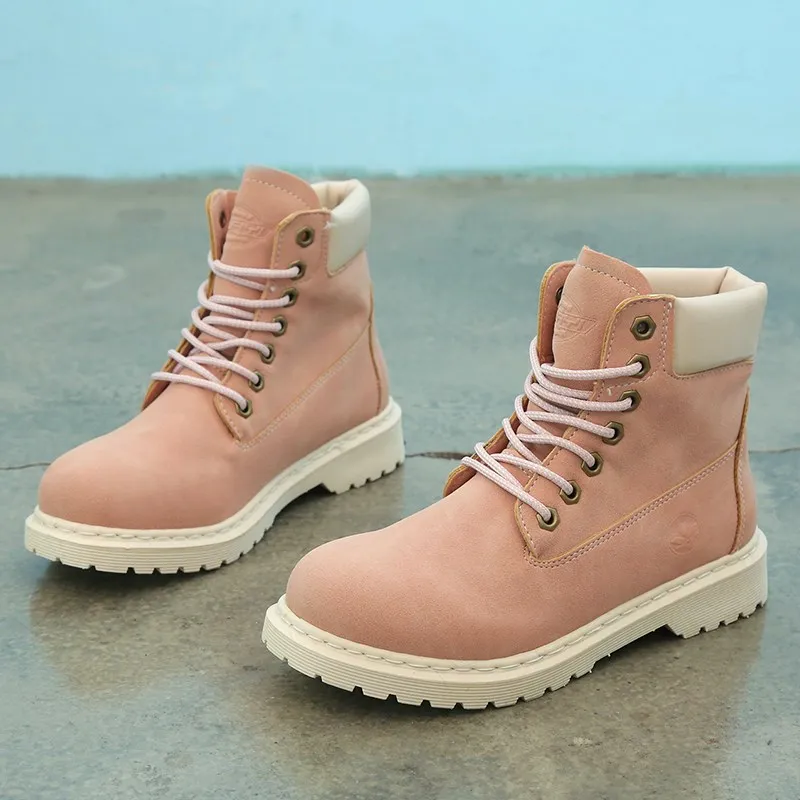 Fujin/женские зимние ботинки Модные женские теплые Кожаная обувь Рабочие ботильоны