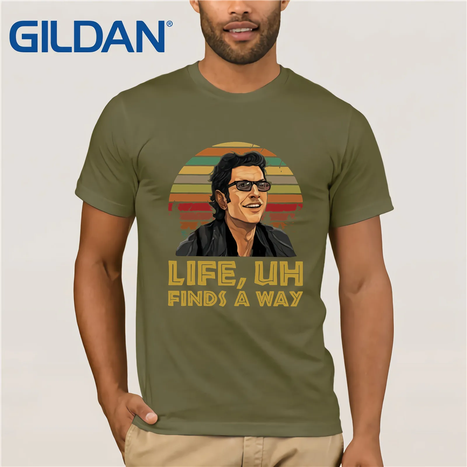 Jeff Goldblum Life Uh fines A Way рубашка закат Летняя мужская футболка с коротким рукавом