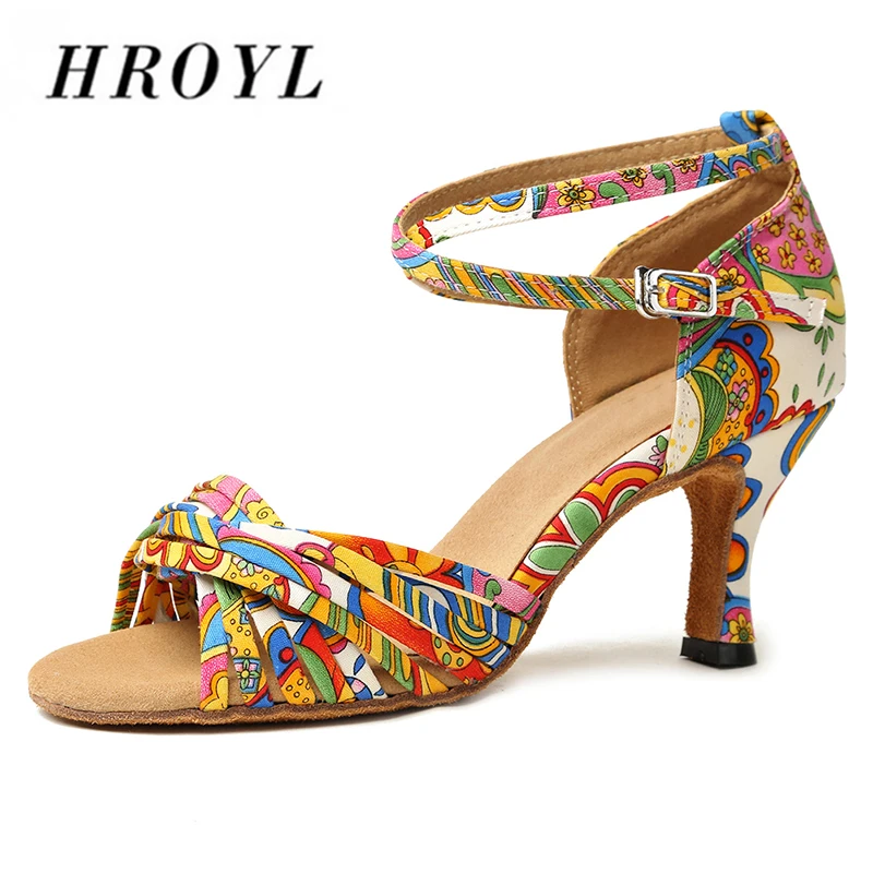 HROYL/Женская обувь для латинских танцев девочек Женская тканевая танцевальная с