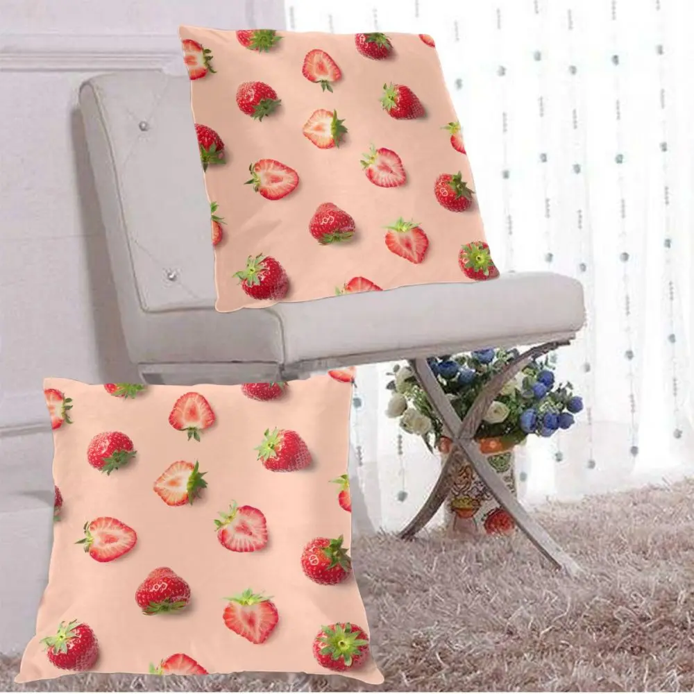 

Square Decorative Throw Pillows Sweet Strawberries Cushion Covers Cases Pillowcases for Sofa Bedroom Car Chair 2 Pieces