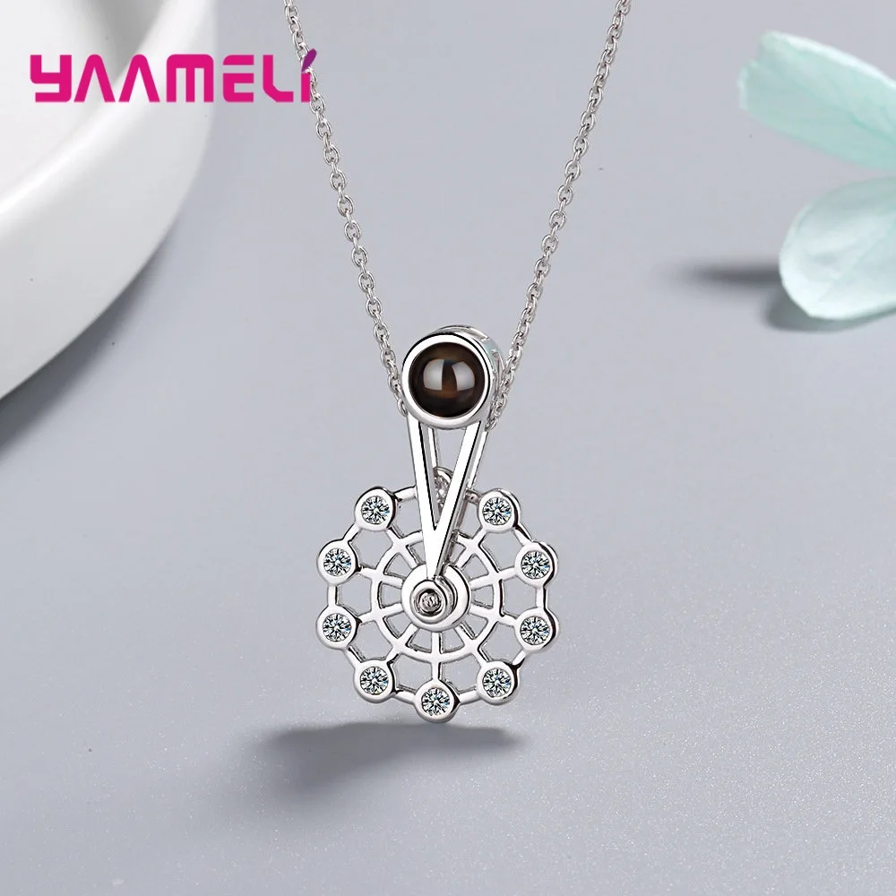 Двухцветное ожерелье с кулоном из фианита на колесе обозрения - купить по