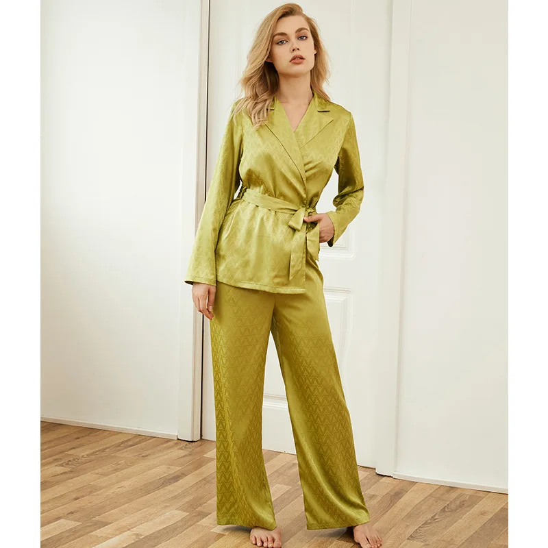 

Pajamas Pants Summer Sets Female Trousers Suits Satin Solid Vintage Nightwear Womens Silky Soft Pijamas Plus Size Home Clothes