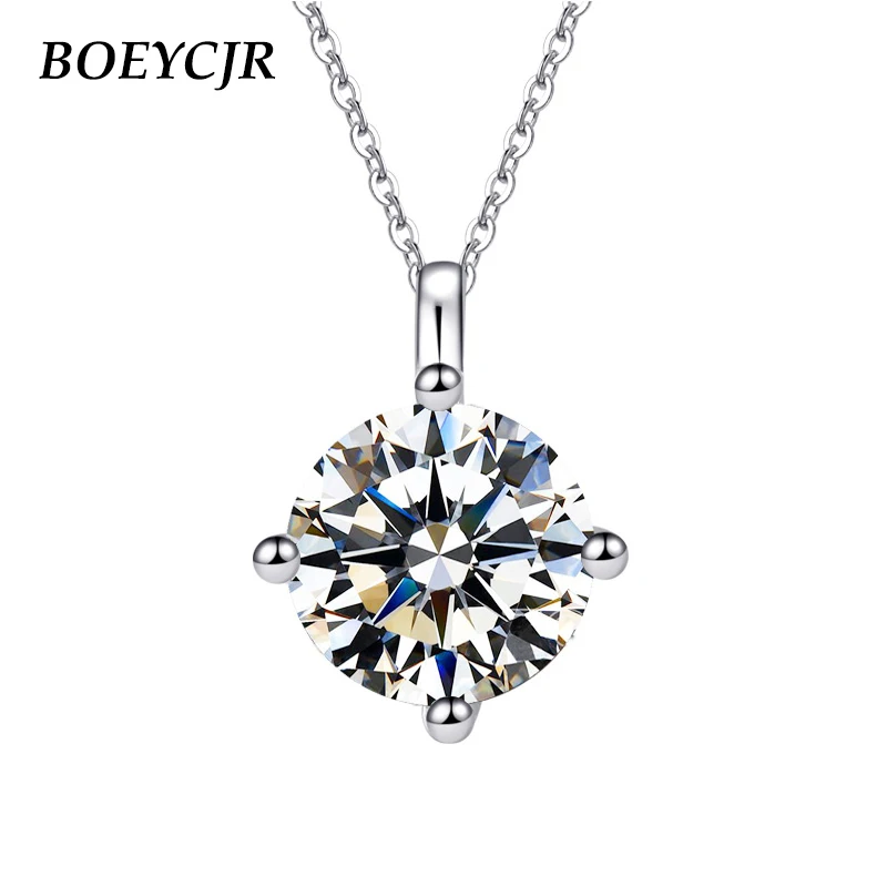 BOEYCJR 925 серебро 1ct/2ct F цвет Муассанит Снежный Цветок VVS элегантный свадебный кулон ожерелье для женщин Подарок на годовщину