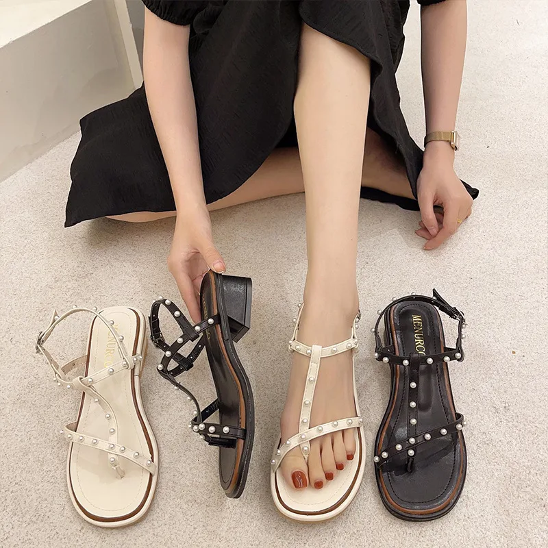 

Black Platform Sandals Suit Female Beige Flip Flops Women Open Toe Buckle Strap 2021 Summer Womens Shoes Block Heels All-Match