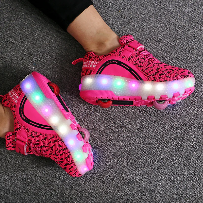 

Children's LED light roller skates boys and girls hair smooth sneakers with wheels children's roller skates wing shoes