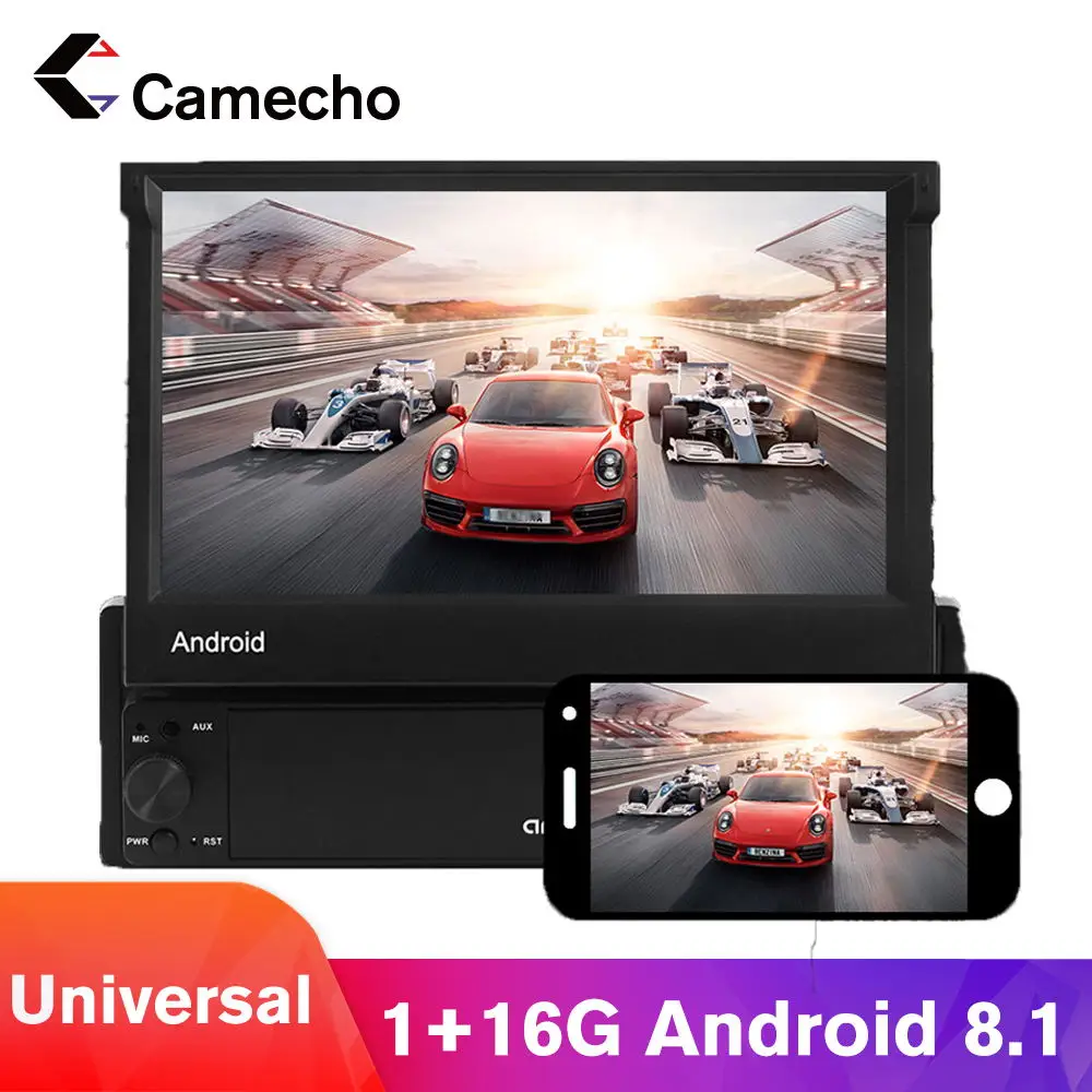 Camecho Android 8 1 1Din автомобильный Радио Мультимедийный видео плеер универсальный GPS
