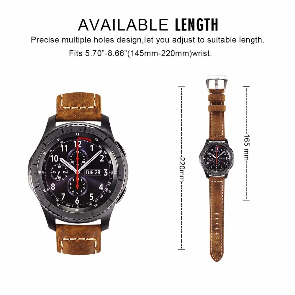 Ремешок для часов из натуральной кожи сменный Браслет Amazfit Huawei Samsung Galaxy Watch Band 46 42