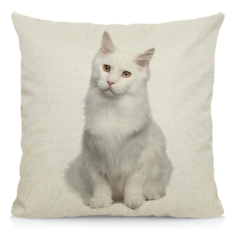 Turkish Angora Cat Pattern Cushion Cover 45x45cm Animal Print Throw Decorative Pillow Case DWM016 | Дом и сад