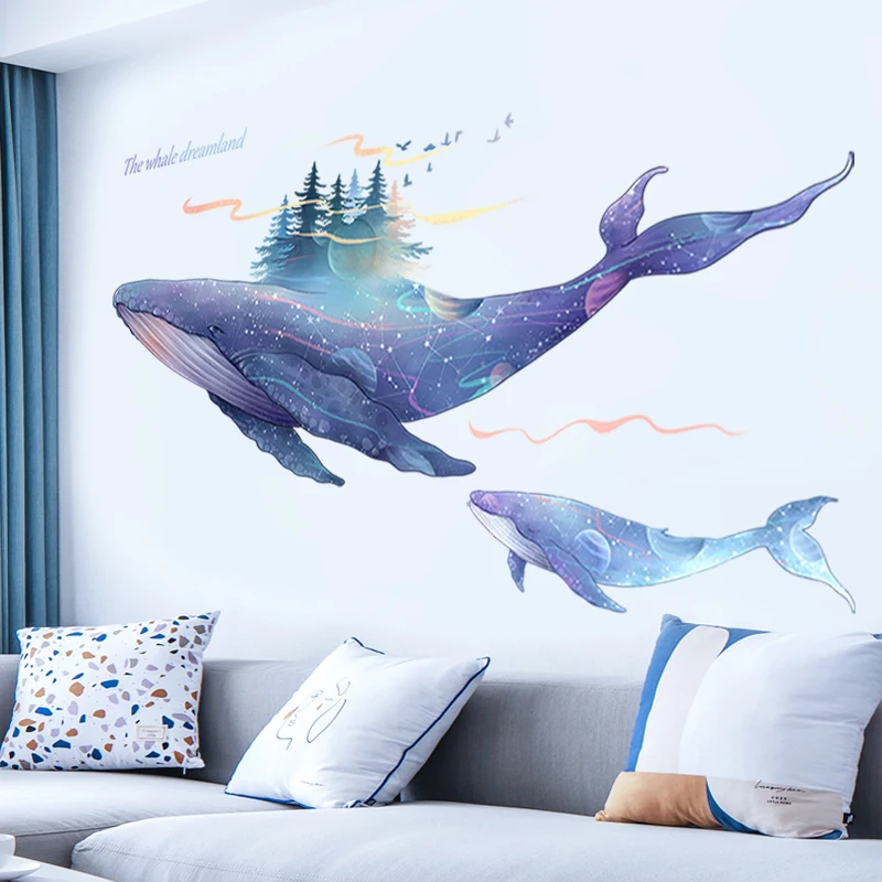 DIY 3D огромный КИТ домашний декор стикеры на стены холодильник Обои Wall Art Наклейки