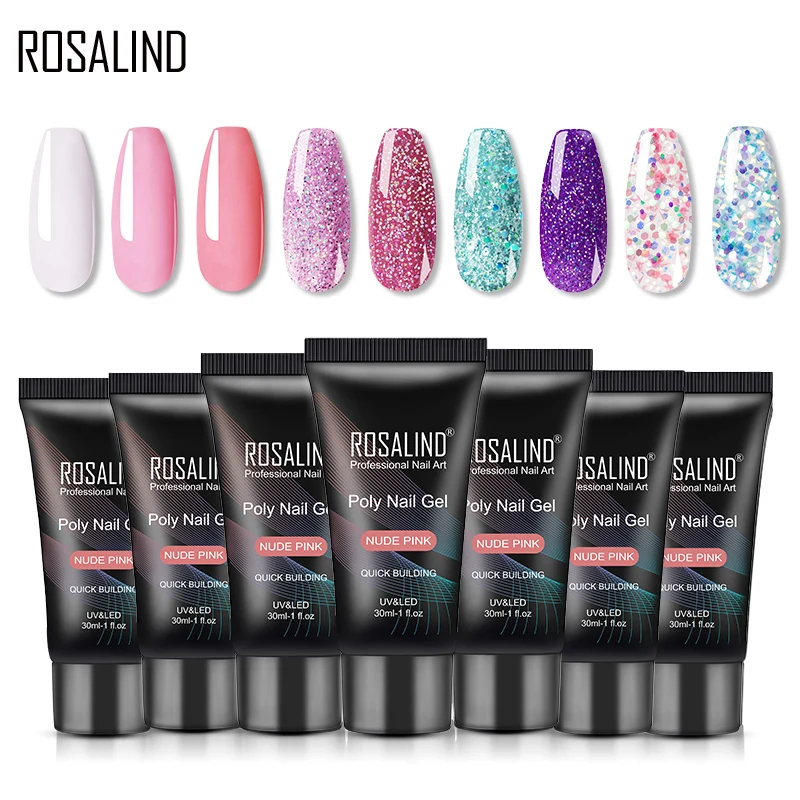 ROSALIND поли гель для ногтей украшения расширение 30 мл белый розовый блеск Naik набор