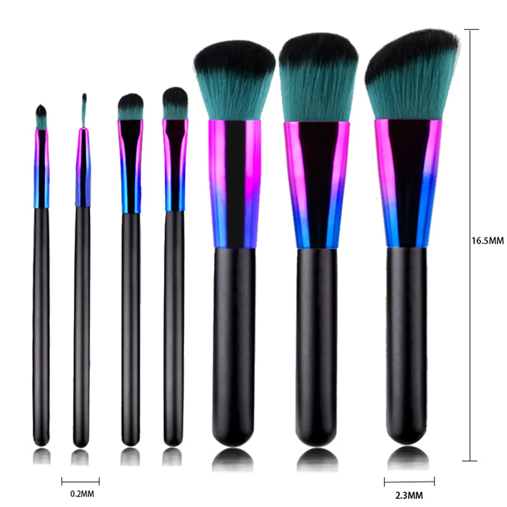 

BANFI 7 Pcs Colorful Makeup Brushes Set Women High Quality Wooden Handle Cosmetics Foundation Eyeshadow Beginner Make Up Tools