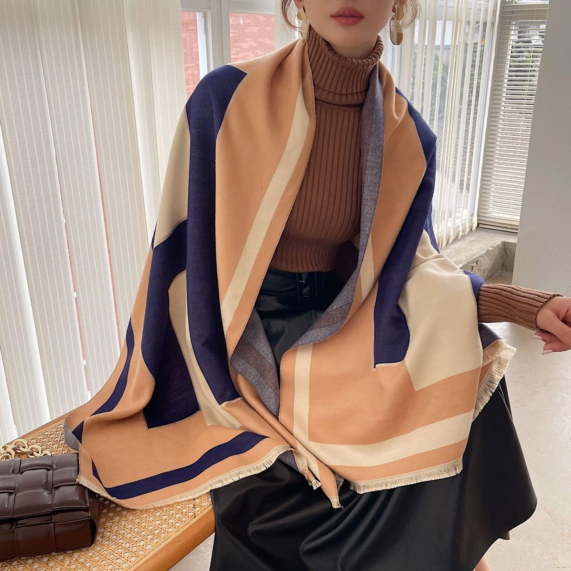 Роскошный кашемировый шарф женские толстые теплые зимние шали из пашмины с