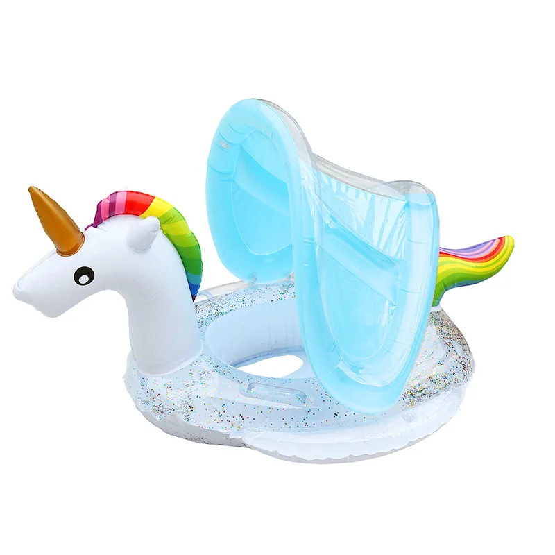 

1-6 Years Baby Infant Float Pool Swimming Ring with Sunshade Unicorn Flamingo Inflatable Circle Floating Seat Beach Water Toys