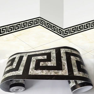 ПВХ Самоклеящиеся обои границ плинтус Стикеры Кухня Обеденная Гостиная линия талии Туалет Ванная комната стены домашний декор