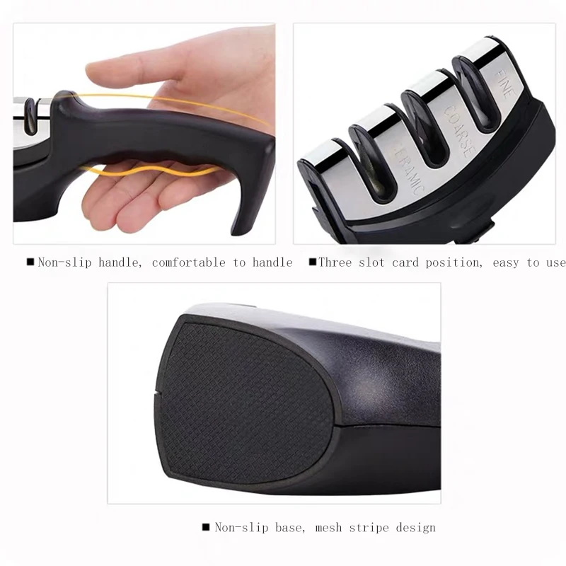 Knife Sharpener Removable 3 Stages Stainless Steel Professional High Quality Kitchen Sharpening Diamond Stone Grinder Tools | Дом и сад