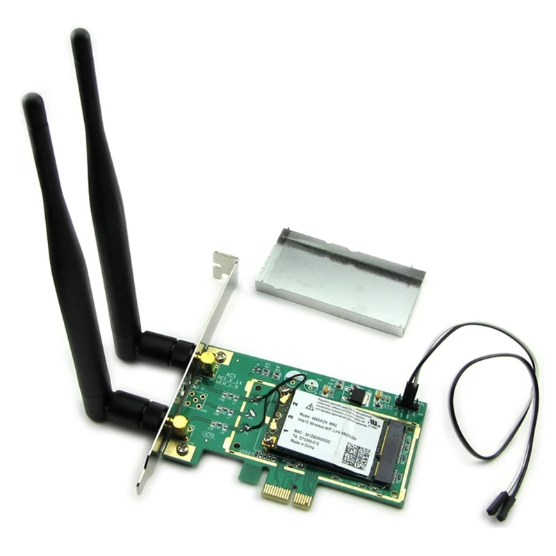 

Mini PCI Express PCI-E to PCI-E 1X Desktop for intel Wireless Network Bluetooth-compatible Converter Card with 2 Antenna
