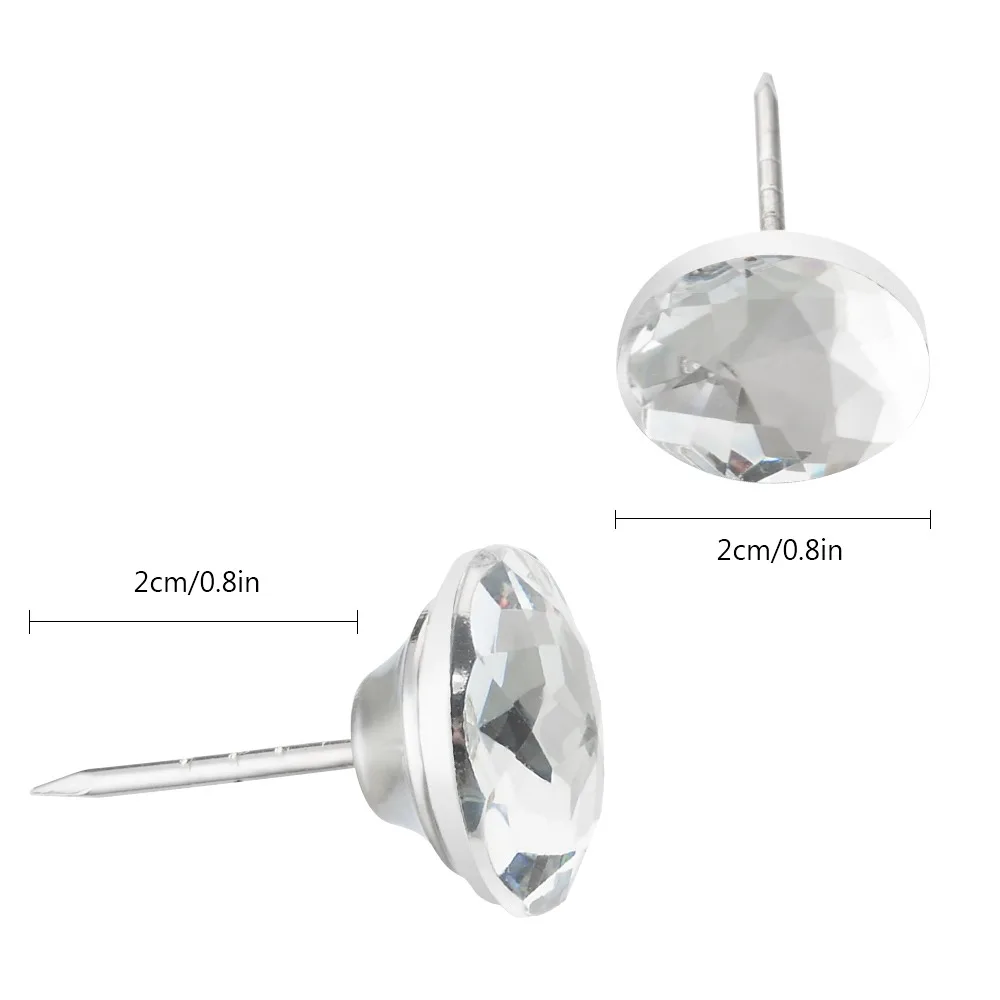 

20PCS Buttons Diamond Pattern Crystal Upholstery Nails Button Tacks Studs Pins Sofa Wall Decoration Furniture Accessory Diamante