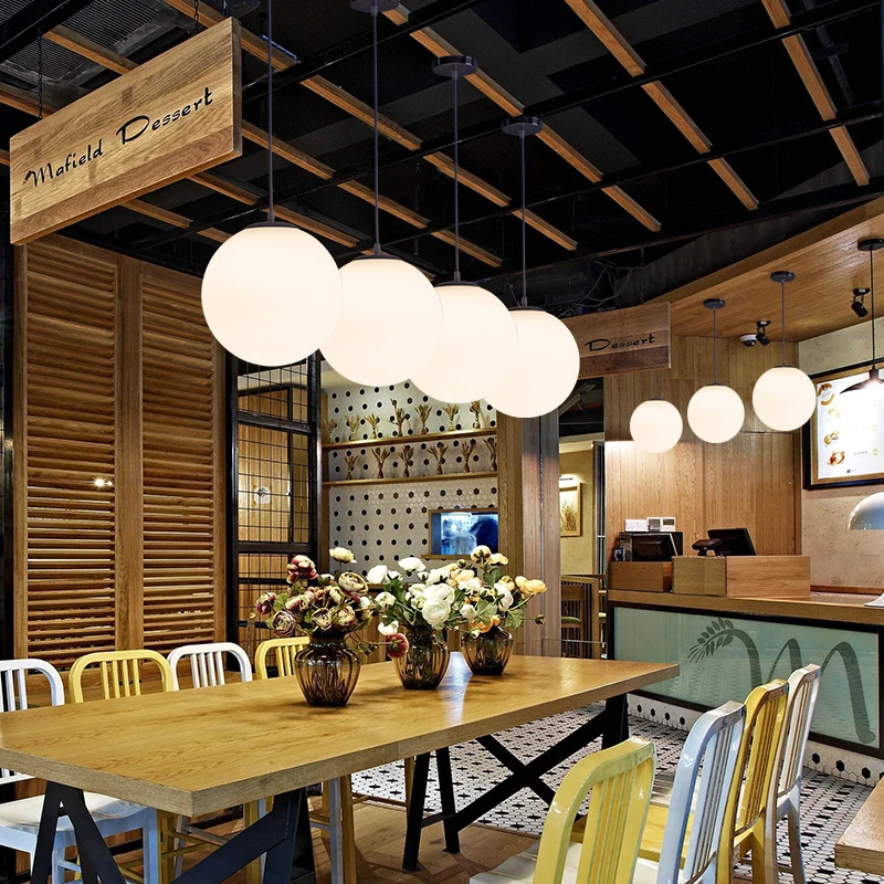 

Gold/Black Glass Ball Pendant Lights White Globe Hanging Lamps Bar Restaurant Deco Luminaire Bedroom Light LED Pendant Lamp