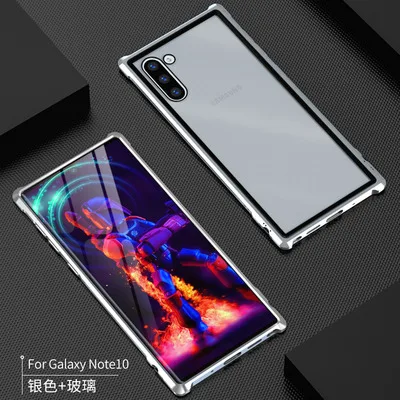 silver note10 Note10plus, Высококачественная ультратонкая металлическая рамка, закаленное стекло, зеркальная оболочка для samsung galaxy note 10 plus, чехол, крышка, note10+ note10 - Цвет: silver note10