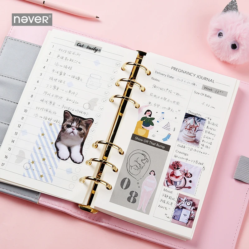 Never Cute Kitty Cat Спиральный Блокнот корейский дневник A6 планировщик Органайзер сетка в горошек наполнитель бумага студентам девочкам подарок канцелярские принадлежности