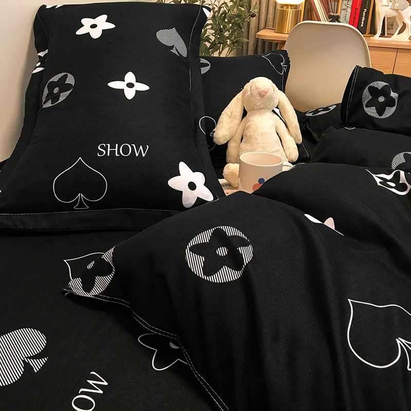 

Kuup Bed King Size Bedding Set Female Set Bedsheets polyester King Size Sheets Family Kits Lovely Style Love Duvet Cover Sets