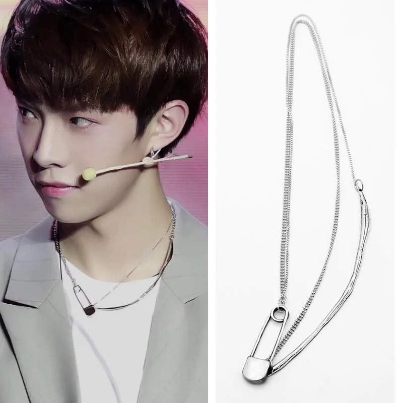 Мужское ожерелье изогнутое дизайнерское с иглами цепочка до ключиц сетчатая