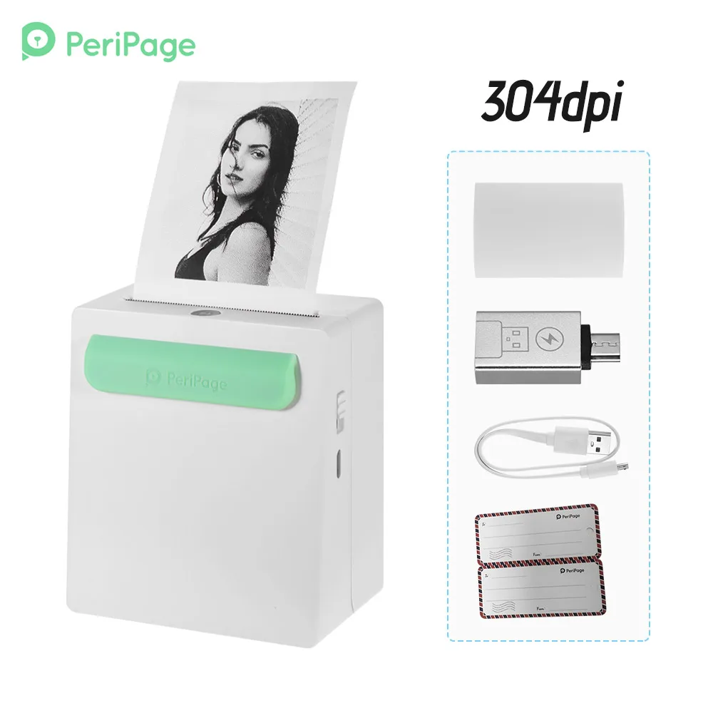 Портативный мини карманный беспроводной BT термальный фотопринтер PeriPage A8 с клипсой дизайн Memo стикер AR принтер картинок для Android iOS - Цвет: 304DPI