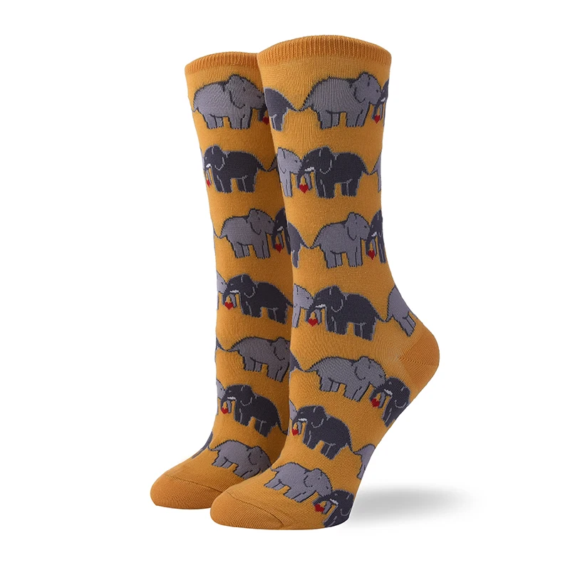 Высокие носки meia medias de mujer длинные calcetines divertido с животным принтом moda зима осень happy sheer Новинка Хлопок Женские - Цвет: 9