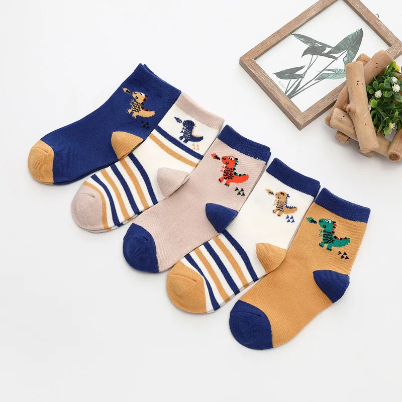 Мягкие хлопковые детские носки дышащие Носки с рисунком динозавра для мальчиков