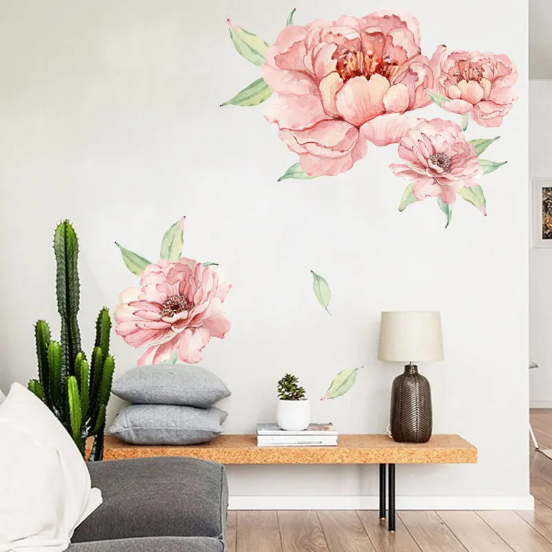 

Fantastic Peony Flowers Wall Sticker For Bedroom Living Room Decoration Pastoral Wall Mural Art Diy Home Decals
