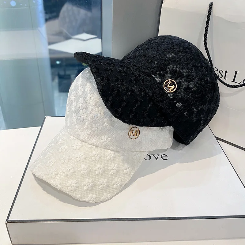 

Женская летняя кружевная брикет, тонкая и дышащая Солнцезащитная модная спортивная уличная шляпа с металлическим логотипом M