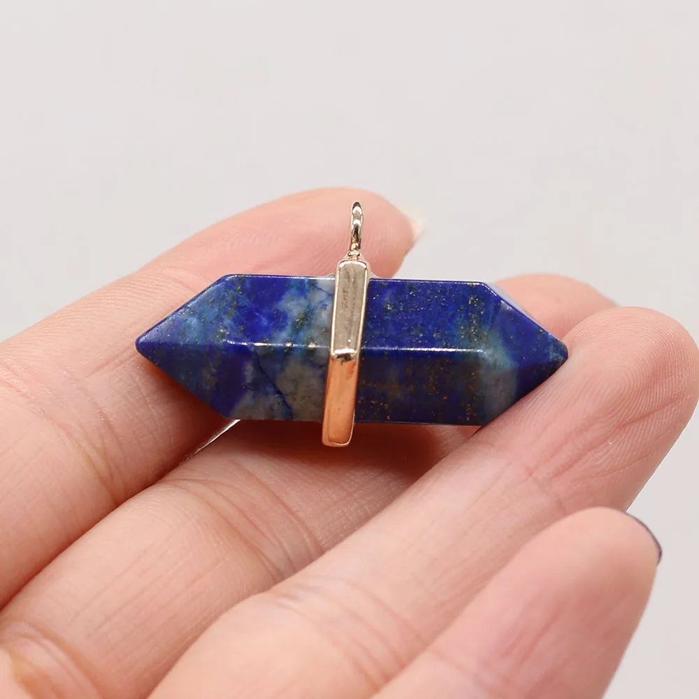 

Natural Gem Stone Lapis Lazuli Pendant Handmade Crafts DIY Charm Necklace Earrings Jewelry Accessories Gift Making Size 20x35mm