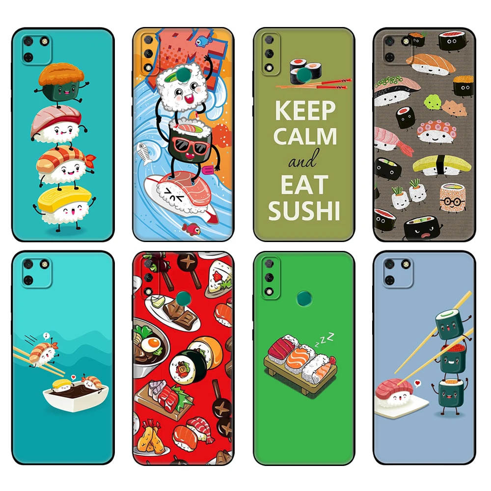 Черный чехол из ТПУ для Huawei Y9S Y6S Y8S Y5P Y7P Y8P Y5 lite Prime 2018 Y6 2019 с изображением японской