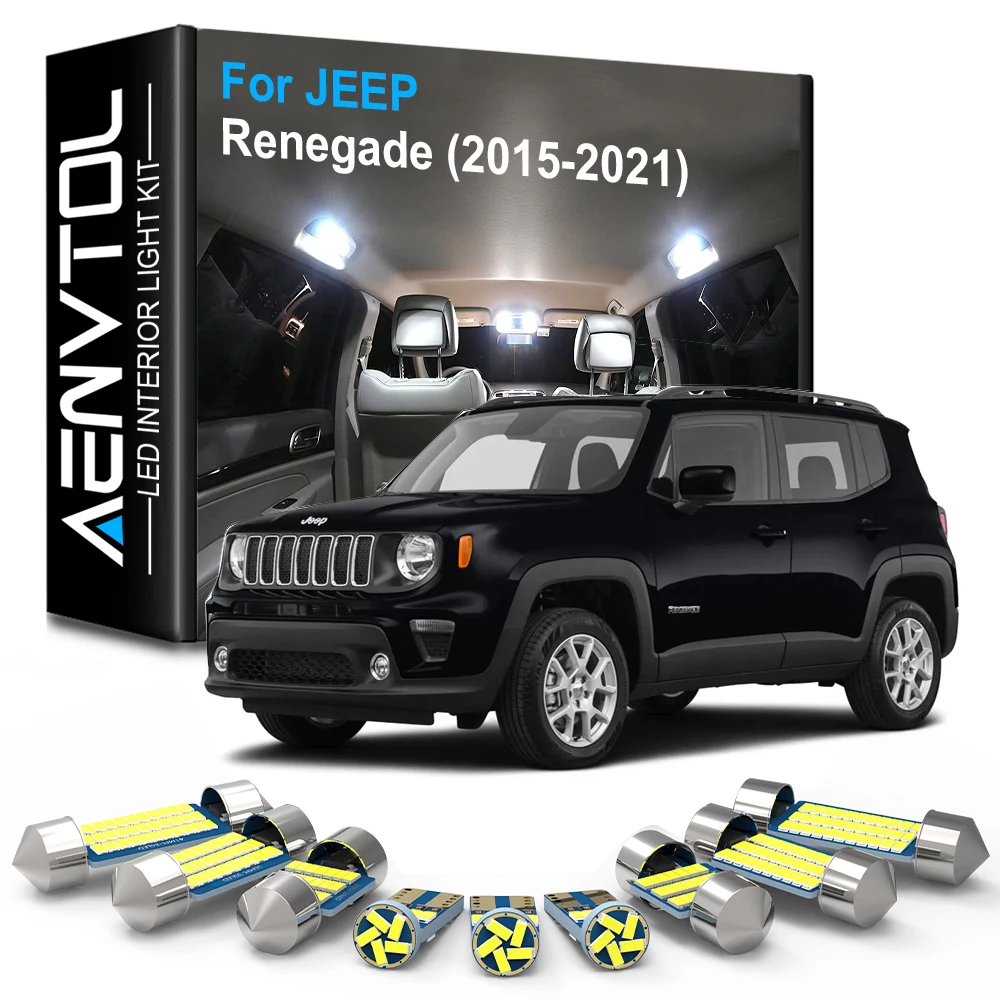 AENVTOL-iluminación Interior LED Canbus para Jeep Renegade, 200, 800, 1000, 2015, 2016, 2017, 2018, 2019, 2020, 2021, accesorios para coche, lámpara LED