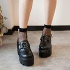 Туфли Mary Jane В Стиле Лолита, готика, с круглым носком, в японском стиле, колледж, униформа JK, в стиле Харадзюку, искусственная кожа, на платформе, черные туфли