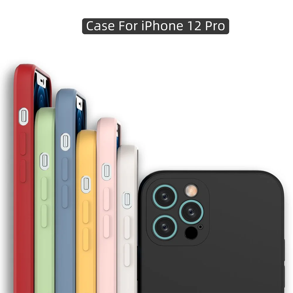 Luxury Original Square Soft Phone Case For iPhone 12 11 Pro Max IPhone Camera Lens Protection Mobile Cover | Мобильные телефоны и