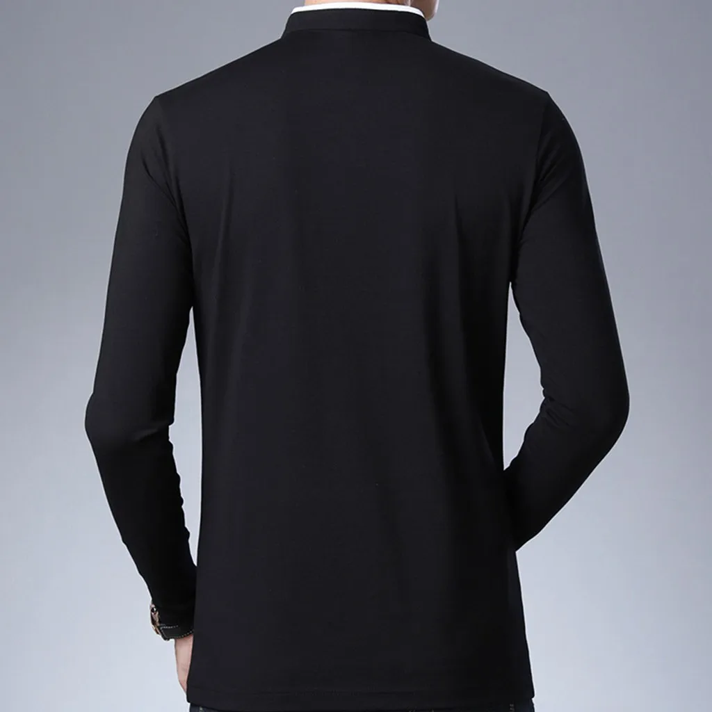 WinterSlim рубашка Мужская Вертикальная Мужская Новая мода стоячий воротник Мужская с длинным рукавом плюс размер чистая блузка Топ брендовая одежда#911