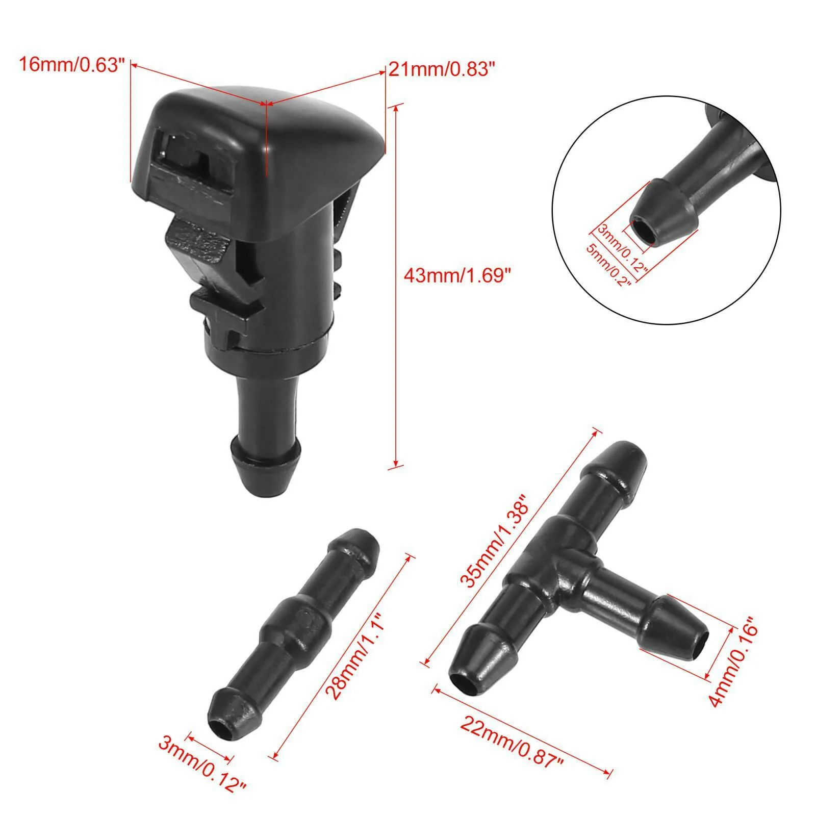 

Black Windshield Washer Nozzles Fluid Squirter Kit For Ram Rubber Gasket