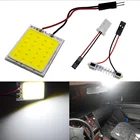 1x аксессуары для чтения салона автомобиля, светодиодные лампы T10 COB W5W C5W 16243648 светодиодов, потолочный светильник, купольная лампа, фестон, купол, 2 адаптера, 12 В