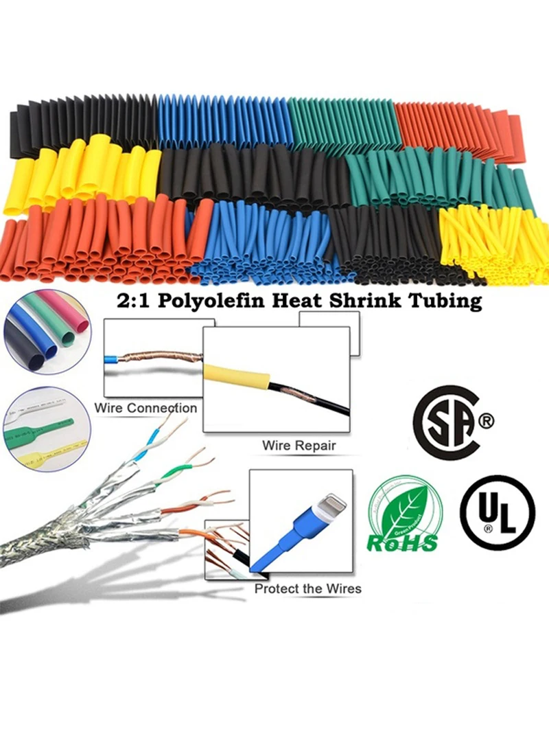 127pcs Car Electrical Cable Heat Shrink Tube Tubing Wrap Sleeve Assorted Kit qe