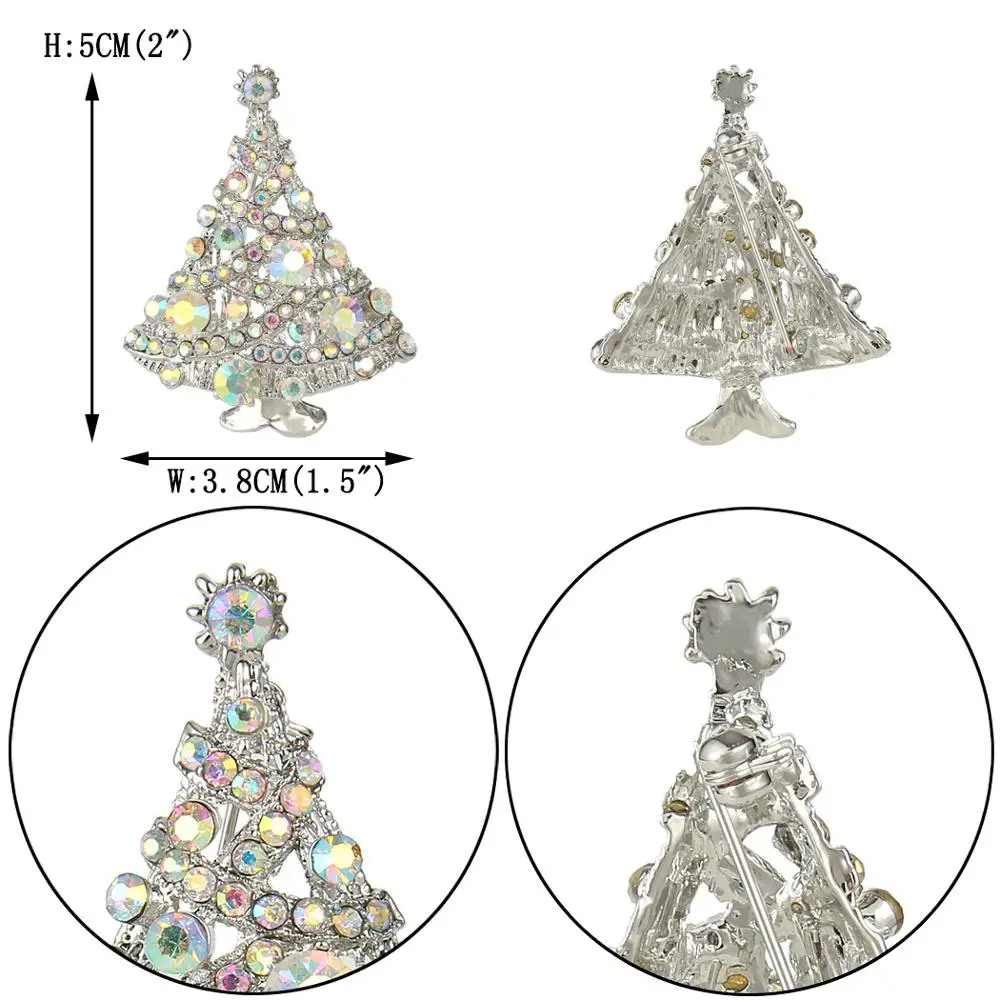 Брошь на булавке с кристаллами в виде рождественской елки | Украшения и