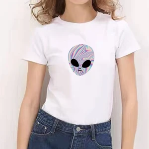 2021 Summer Fashion Alien Printed tshirt Top T Shirt Ladies Womens Graphic Female Tee T-shirt Short Sleeve Graphic Tees Women