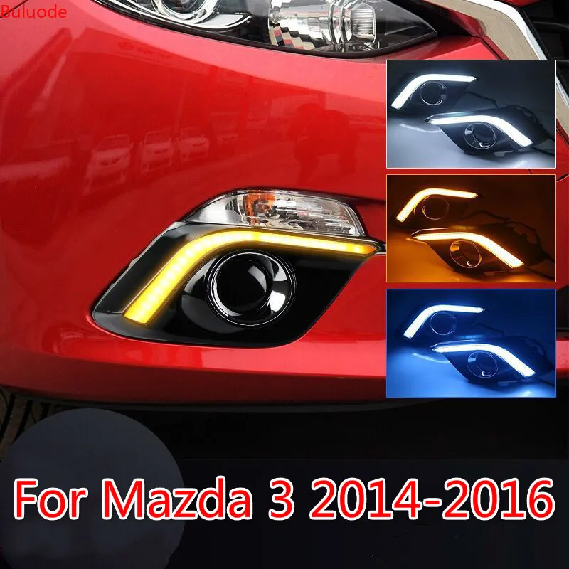 Yellow Turn Signal Function Waterproof ABS 12V Car DRL LED Daytime Running Light Daylight For Mazda 3 2014 2015 2016