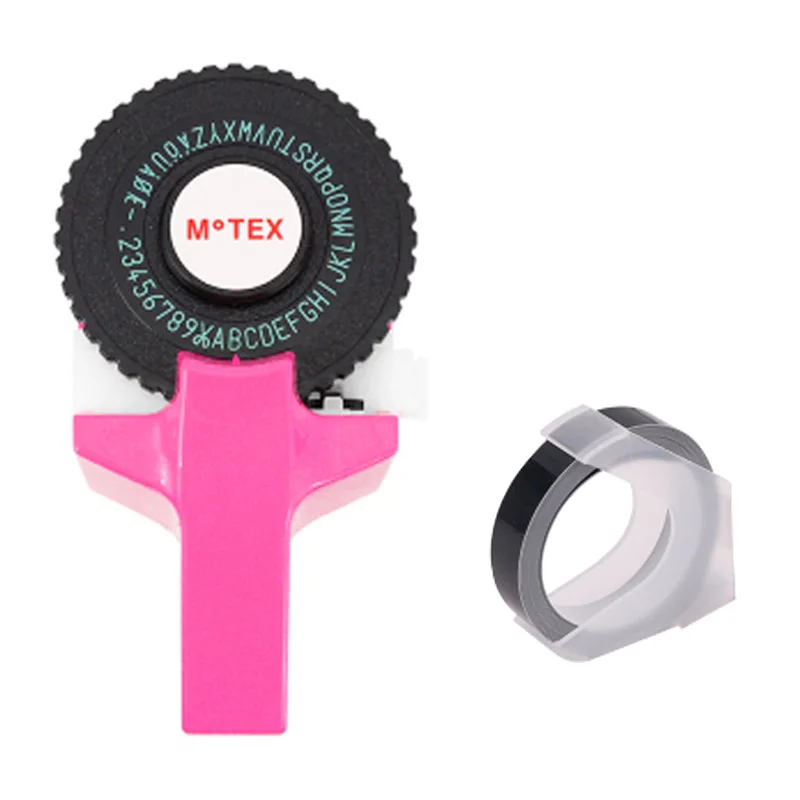 Розовый цвет MoTex E101 принтер мини DIY Ручная Совместимость для dymo 3D тиснение ручная лента ручная машинка надпись машина - Цвет: machine add 1 black