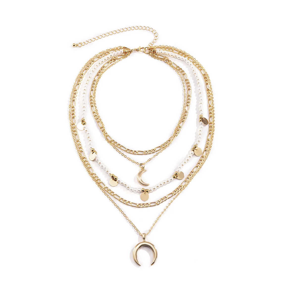 

Bohemian Rice Bead Chain Necklace Ethnic Wind Moon Round Brand CCB Necklace European and American Jewelry