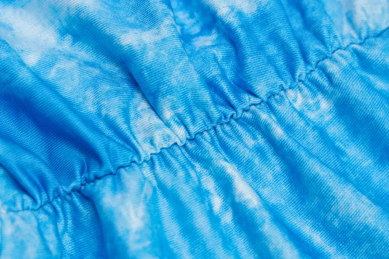 

Summer Blue Ruched Tie Dye Long Women Dress 2020 Sexy Off Shoulder Strapless Bodycon Stacked Lounge wear Tube Party Dress Robe