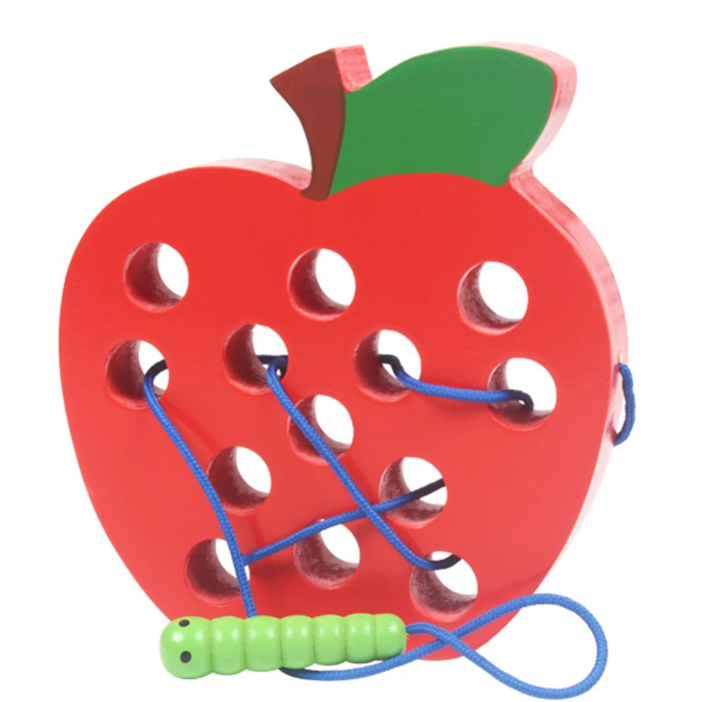 Деревянные червь едят фрукты Яблоко Груша смешные головоломки игрушки Обучающие